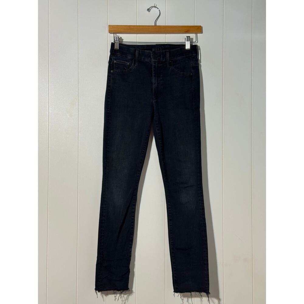 Mother Looker Skinny Jeans Blackbird High Rise Raw Hem Women’s 24